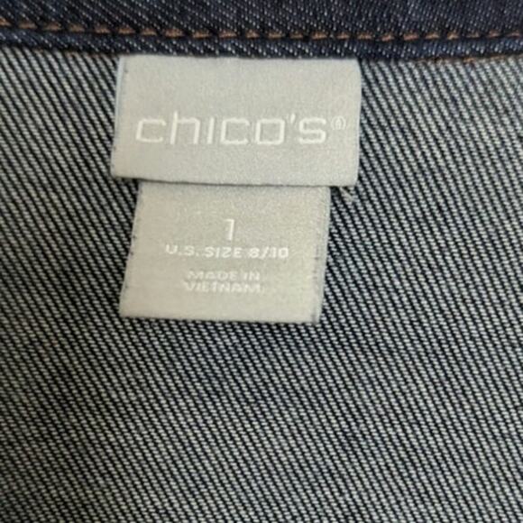 Chico's Dark Wash Denim Shirt Jacket Shacket Cotton Lyocell Blend Size Medium - Picture 8 of 10